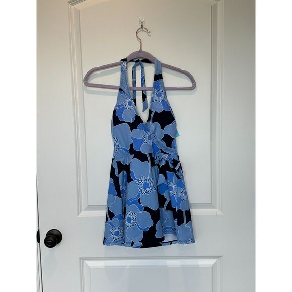 NWT Draper James Make it Poppy Faux Wrap Swimdress Navy Size XS - Picture 1 of 12